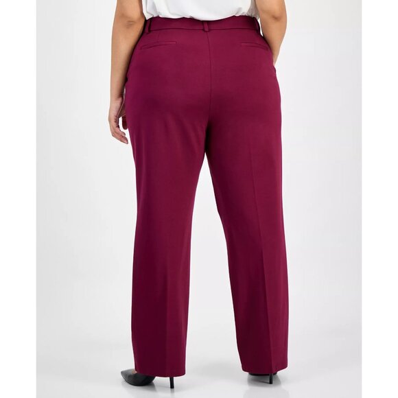 Kasper Plus Size Pull-On Compression Straight Leg Pants Red/Shiraz Size 3X NWT - Picture 2 of 2